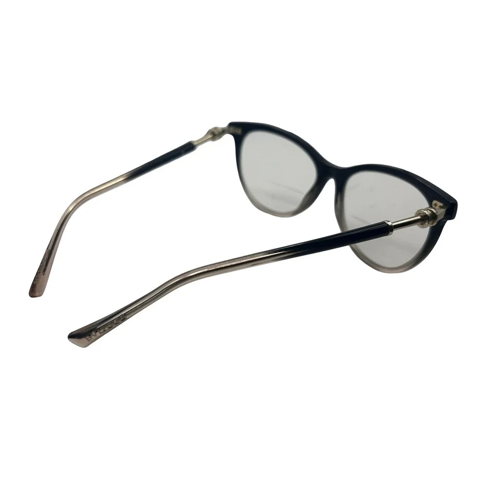 Bvlgari Women Black Gradient Cat Eye Eyeglasses Made in Italy Silver Hardware